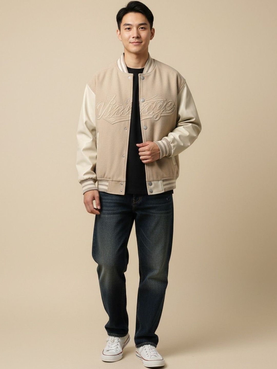 Mast & Harbour Men Typography Varsity Jacket