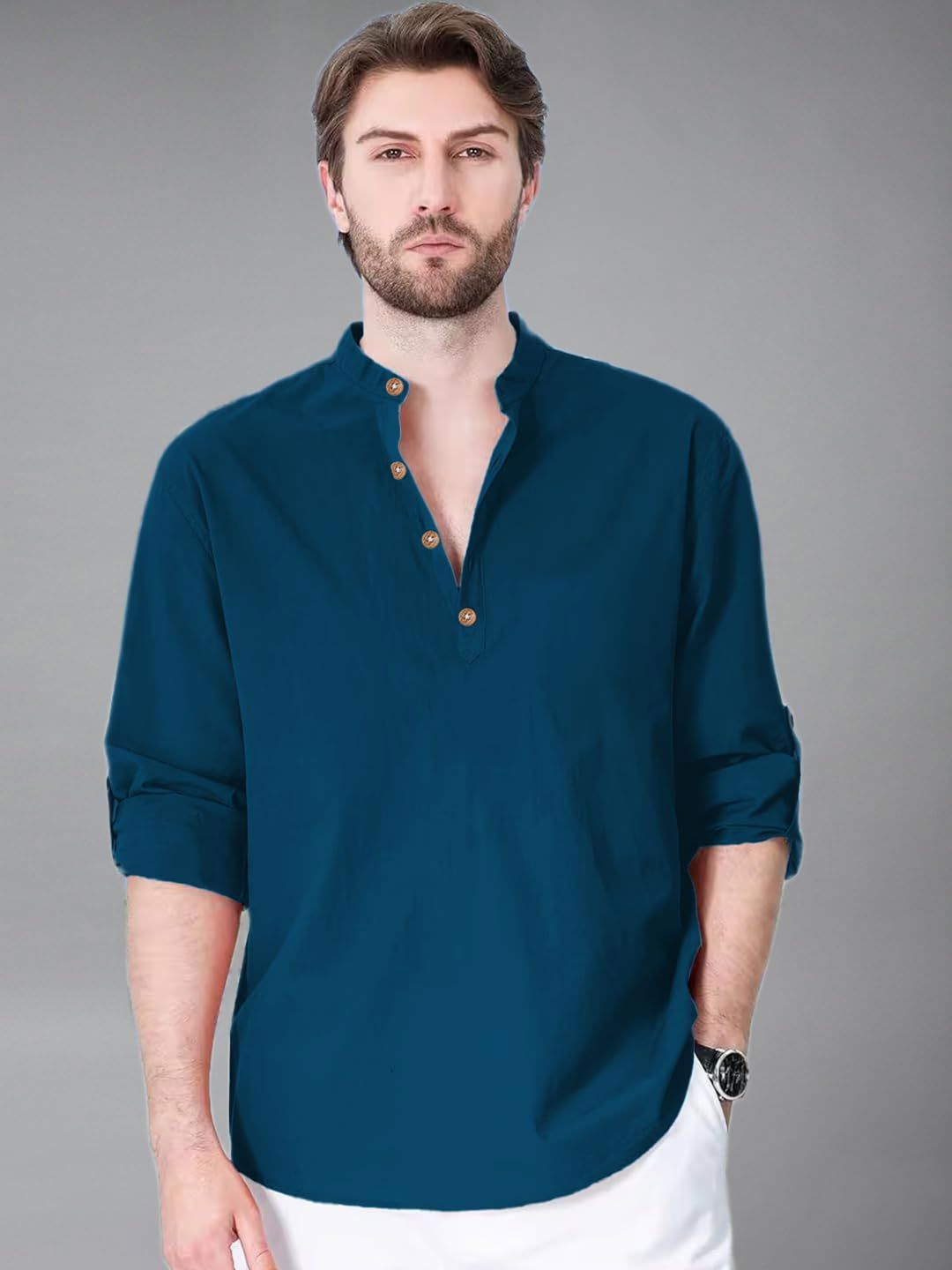 Go Stylish Mandarin Collar Straight Kurta