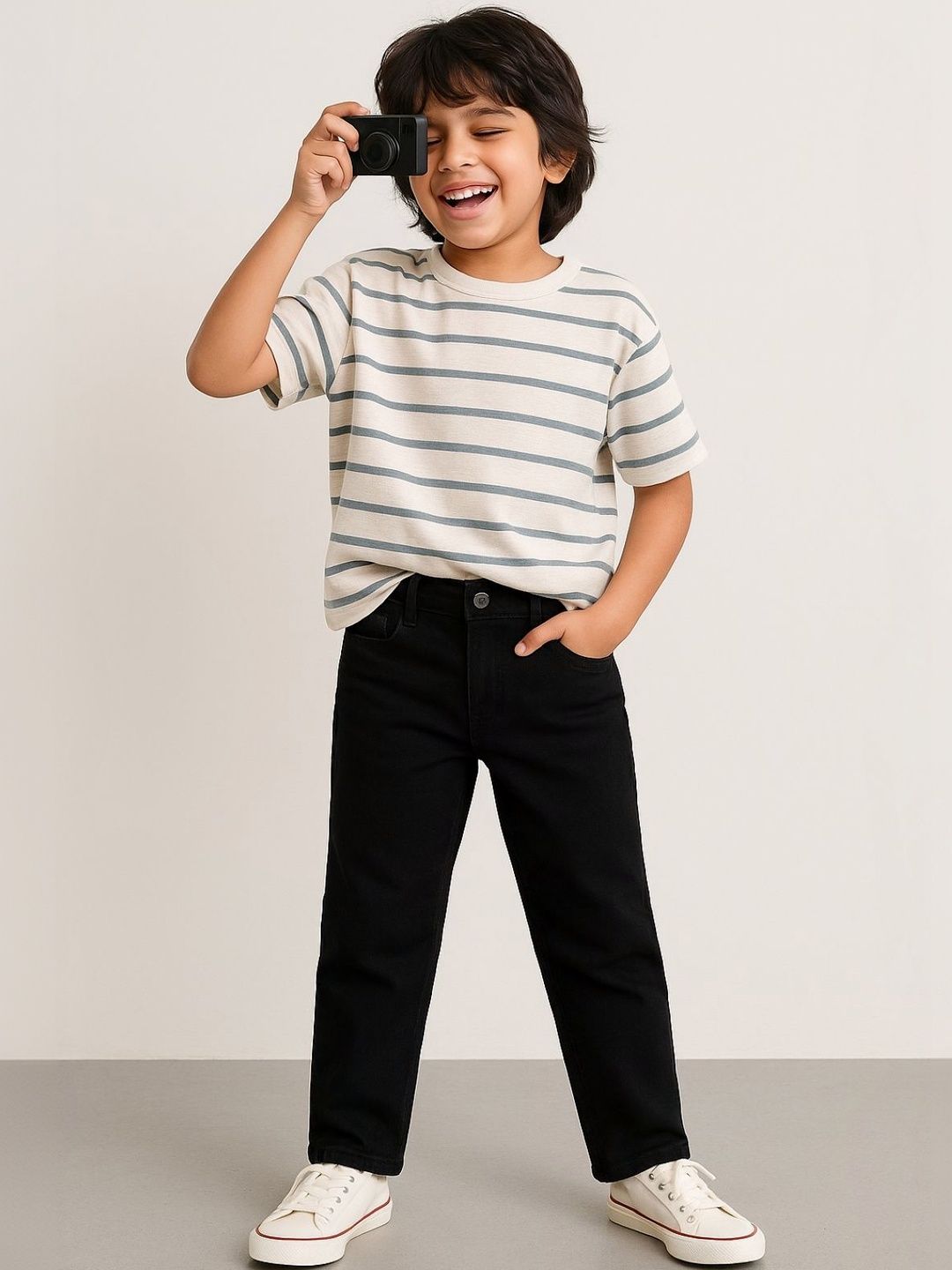 TALES & STORIES Boys Straight Fit Mid-Rise Stretchable Jeans