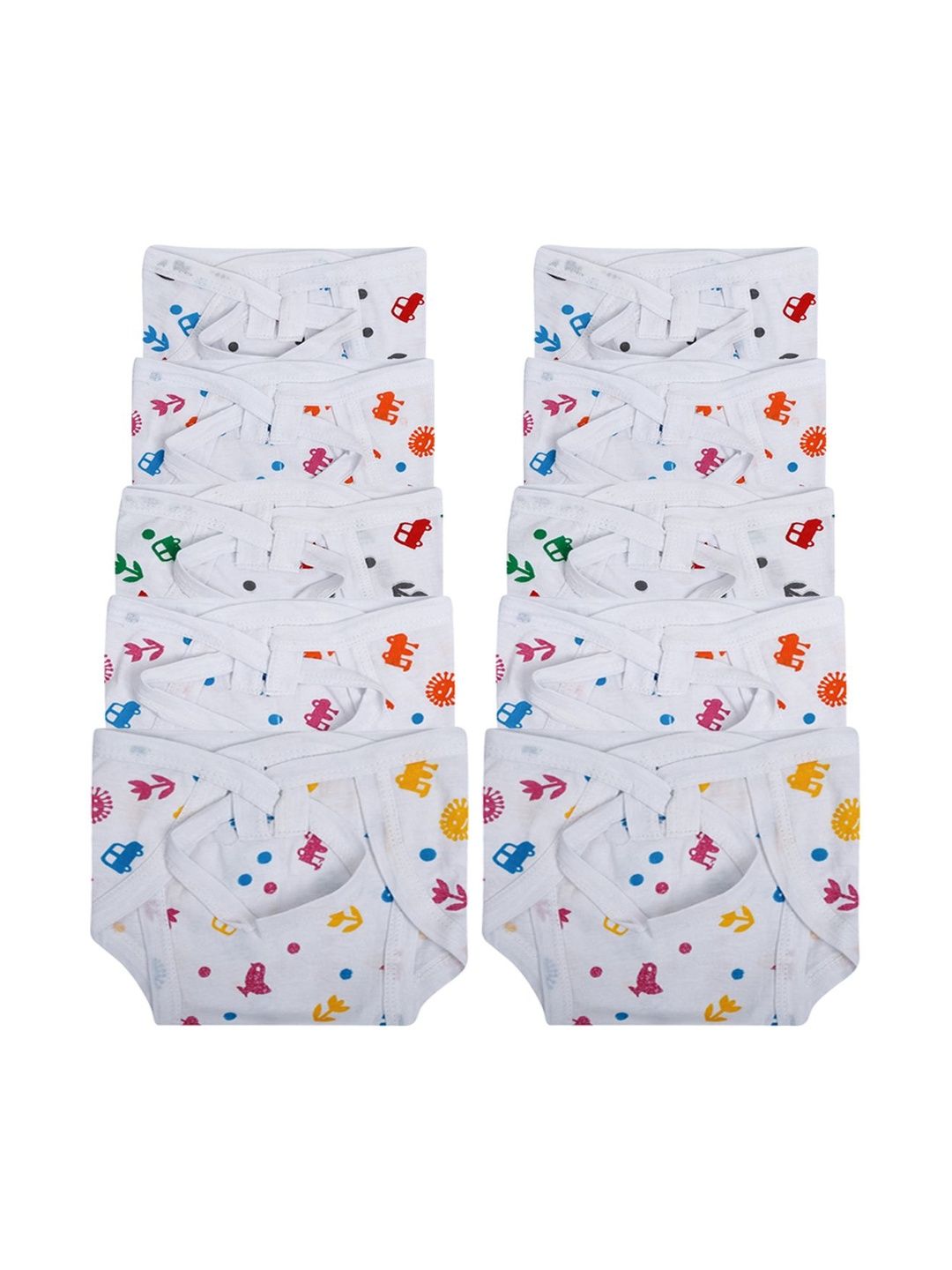 DON CARE Kids Pack Of 10 Printed Reusable Cotton Nappy
