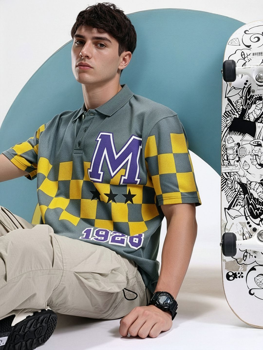 Kook N Keech Disney Mickey Mouse Printed Polo Collar Oversized T-shirt