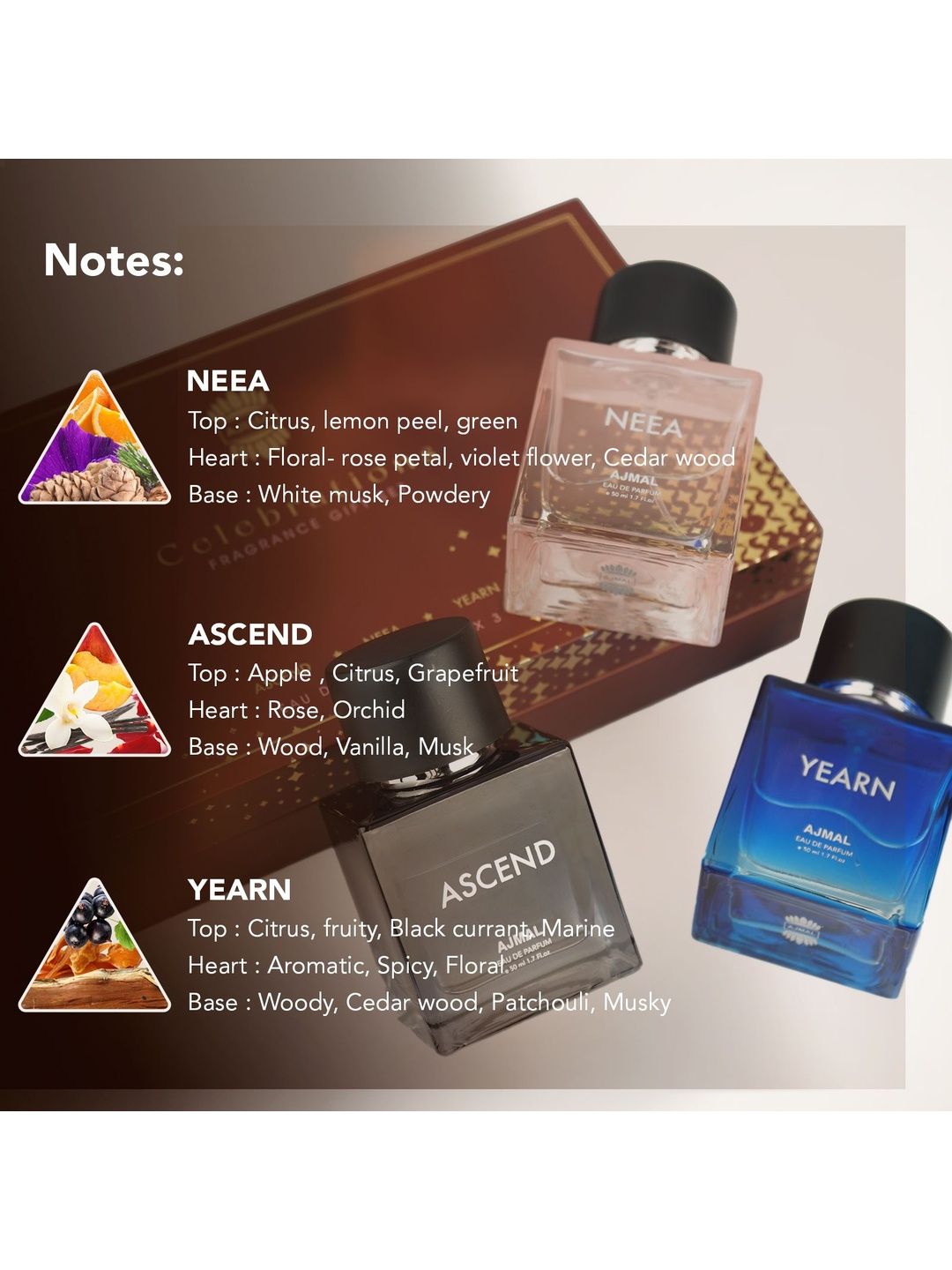 Buy Ajmal Set Of 3 Neea- Yearn & Ascend Long Lasting Eau De Parfum