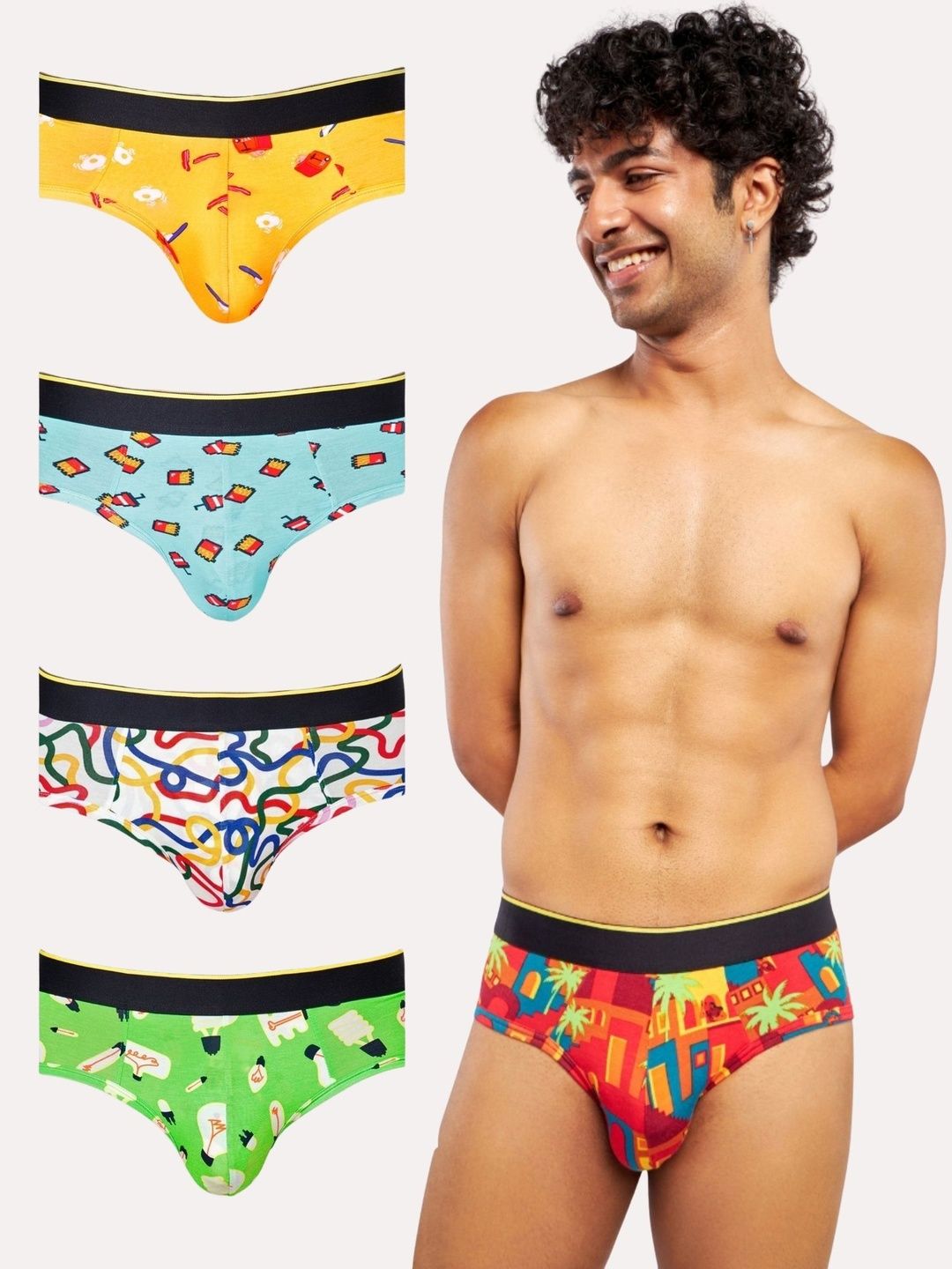 bummer Pack Of 5 Printed Basic Briefs