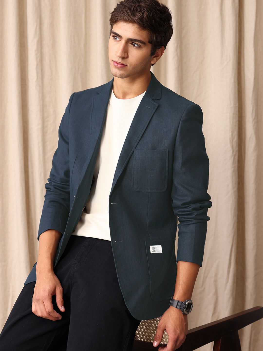 Mr Bowerbird Mr Bowerbird Tailored Fit Single Breasted Linen Cotton Casual Blazer