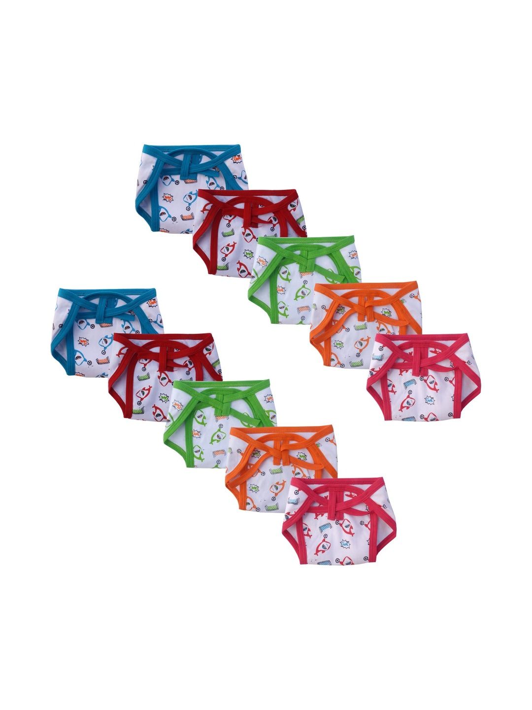 DON CARE Kids Pack Of 10 Printed Reusable Cotton Nappy