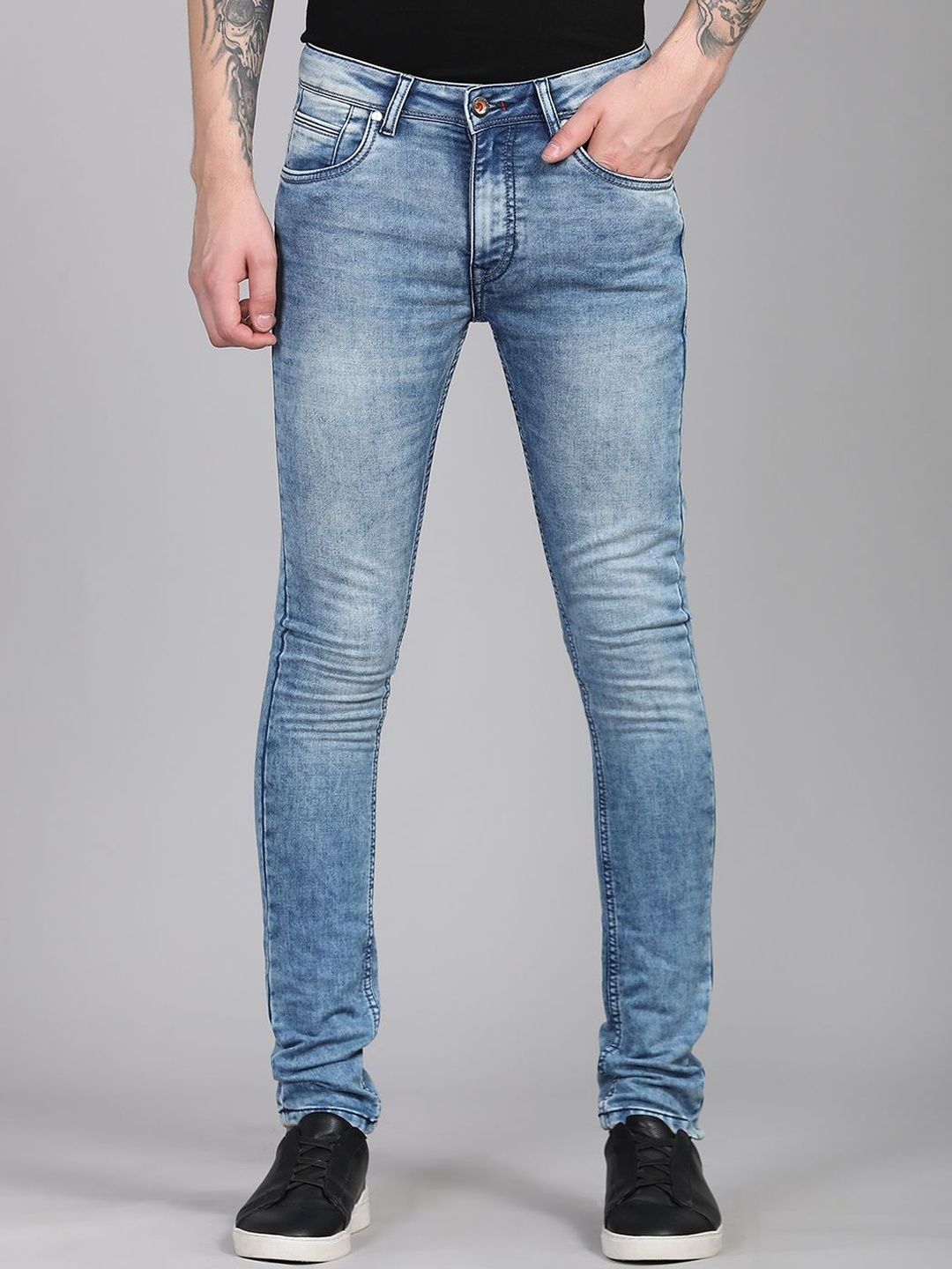 TRIGGER Men Cotton Slim Fit Mid-Rise Light Fade Stretchable Jeans