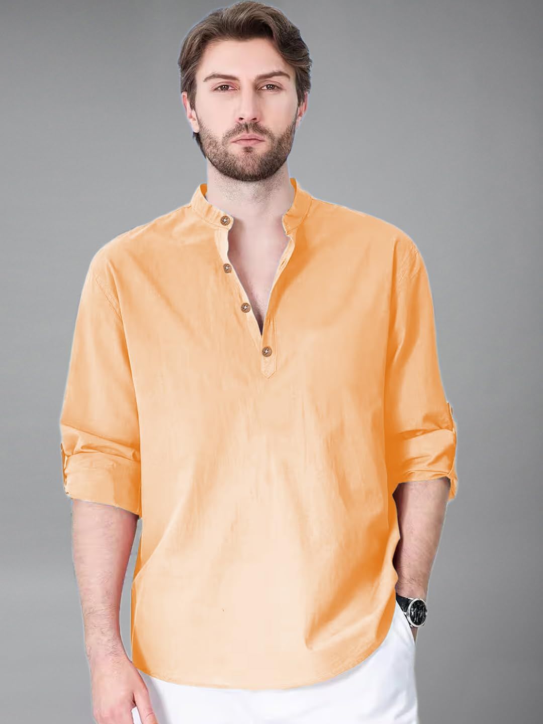 Go Stylish Mandarin Collar Straight Kurta