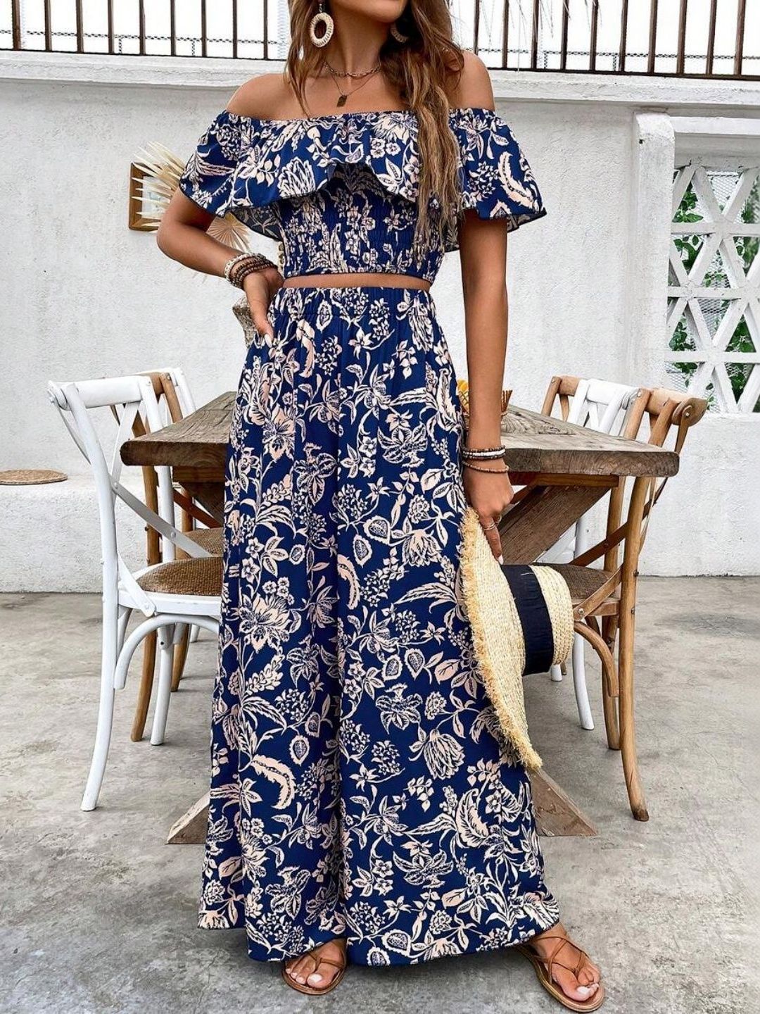 HERE&NOW Floral Printed Tunic with Palazzos