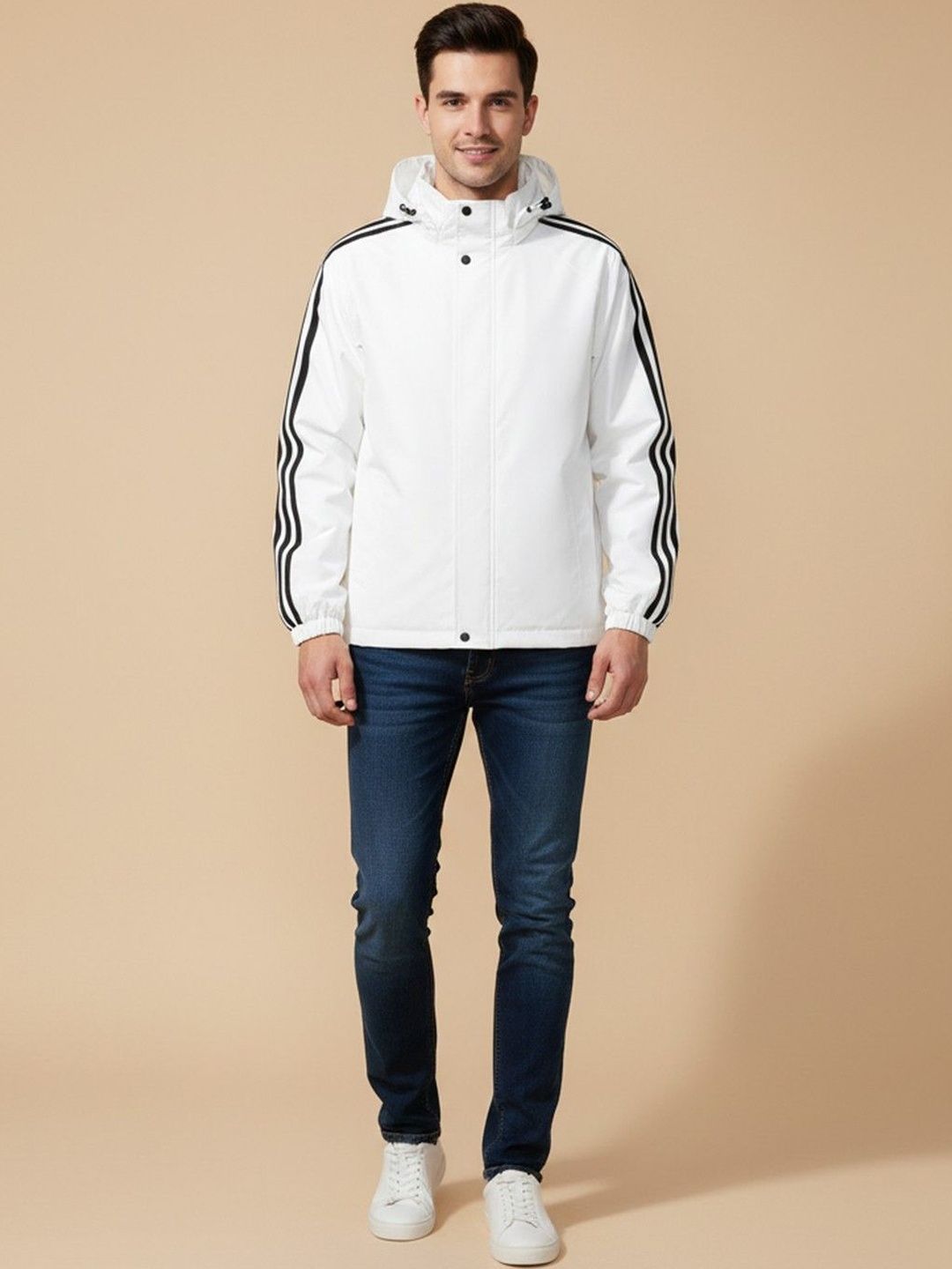 Mast & Harbour Men Striped Biker Jacket