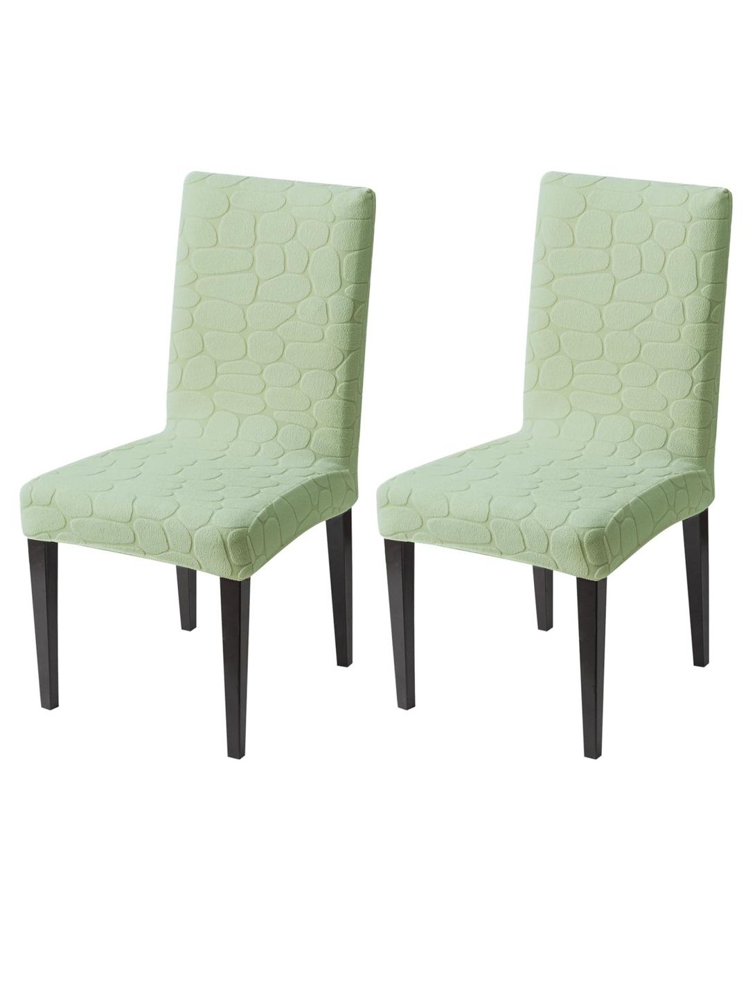 HOUSE OF QUIRK Green 2 Pieces Textured Jacquard 220 GSM Washable & Removable Chair Covers