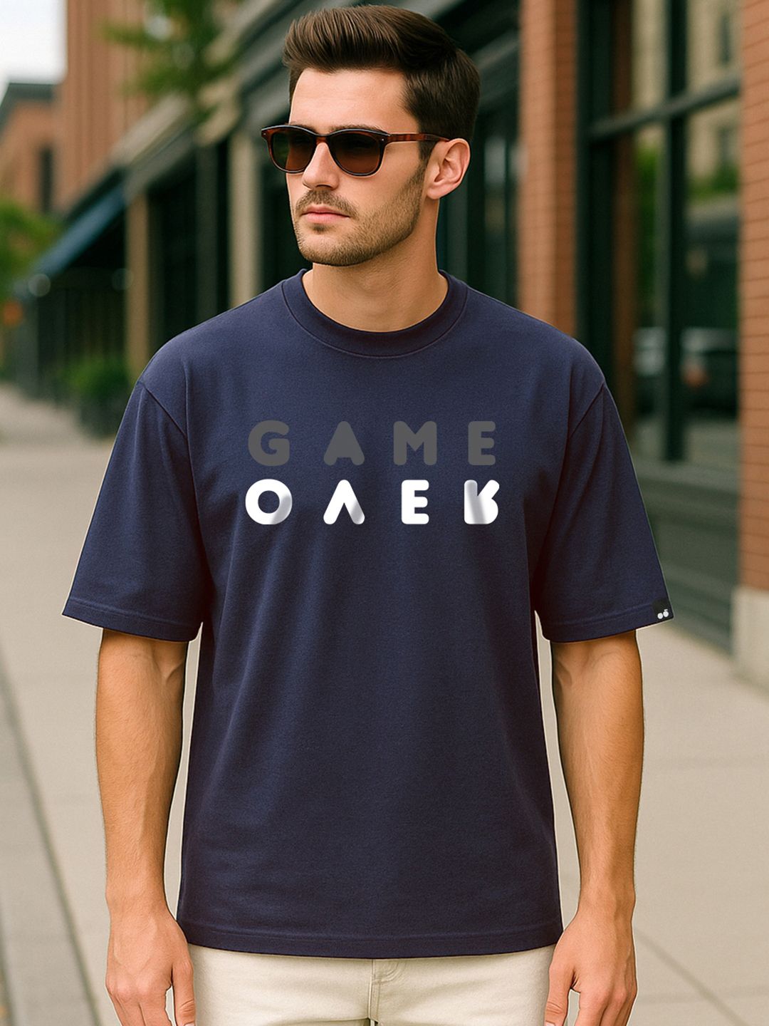 Bewakoof Men Typography Printed Drop-Shoulder Sleeves Oversize Cotton T-shirt