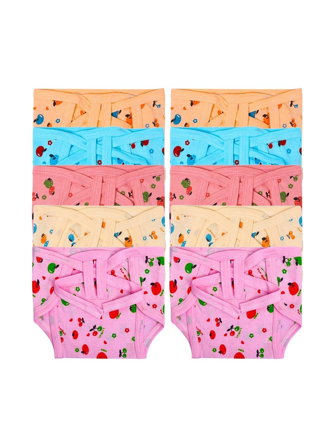 DON CARE Kids Pack Of 10 Printed Reusable Cotton Nappy