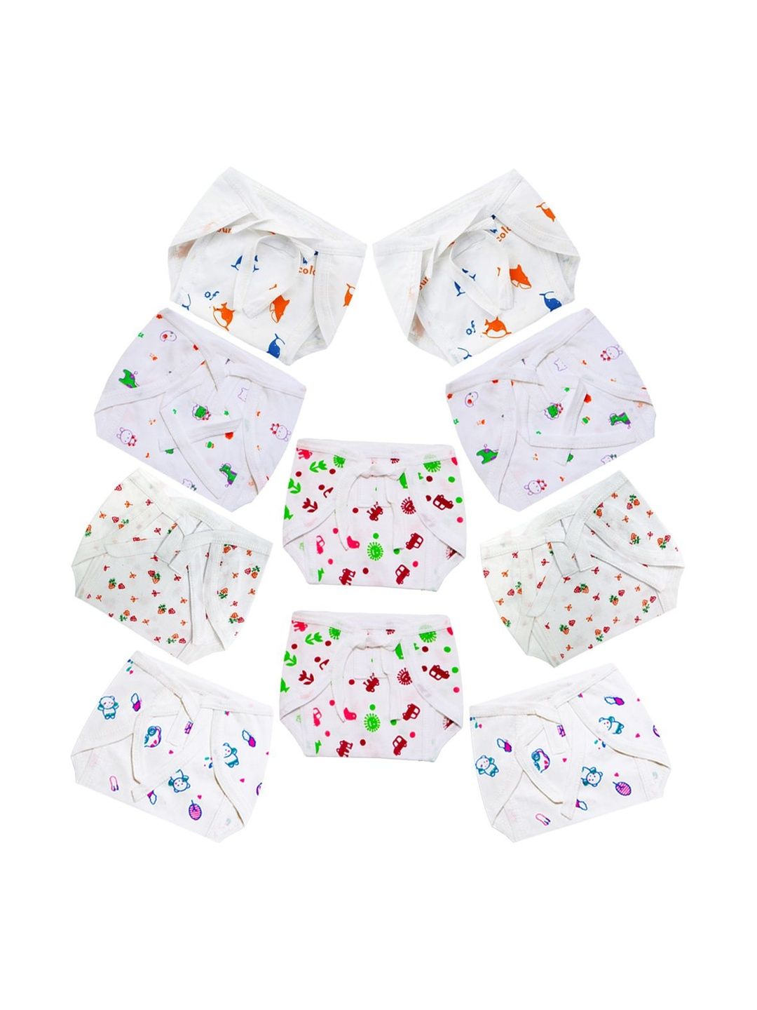 DON CARE Kids Pack Of 10 Printed Reusable Cotton Nappy
