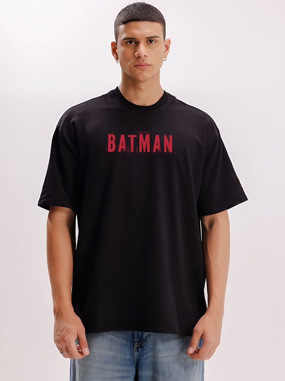 BDSQUARE Batman Printed Round Neck Pure Cotton Oversized T-shirt