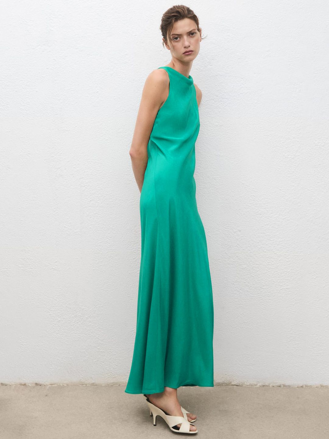 Cowl Neck Satin Maxi Dress