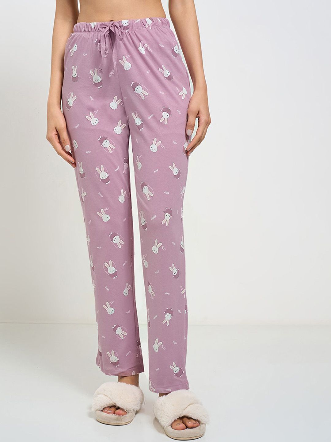 Printed Mid-Rise Lounge Pants Dreamz by Pantaloons Women Printed Mid-Rise Lounge Pants