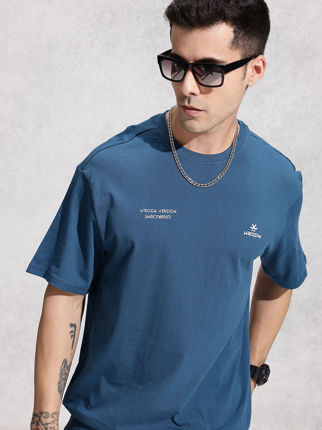 WROGN Oversized Fit Typography Printed Pure Cotton T-shirt
