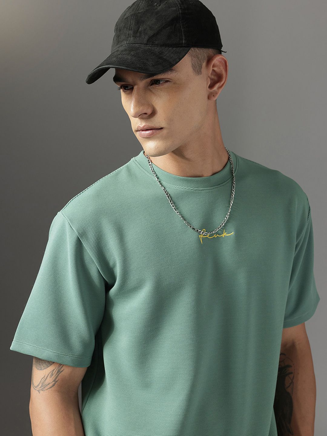 FCUK Self-Design Raglan Sleeves Relaxed Fit T-shirt