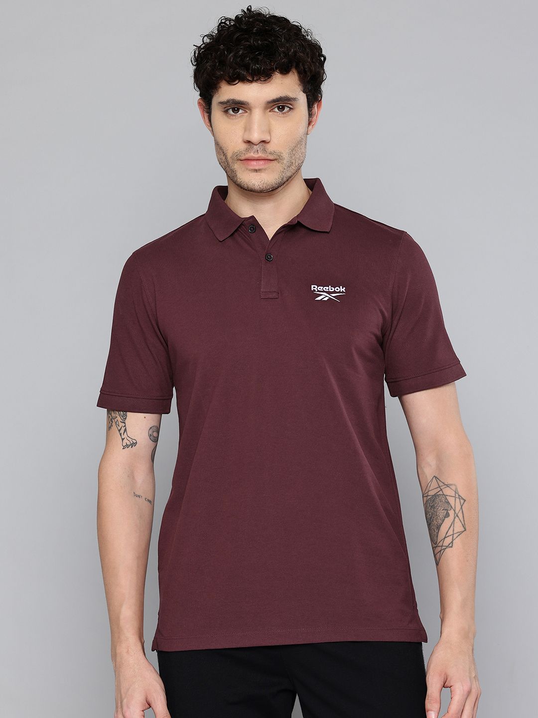 Reebok Brand Logo Applique Polo Collar T-shirt