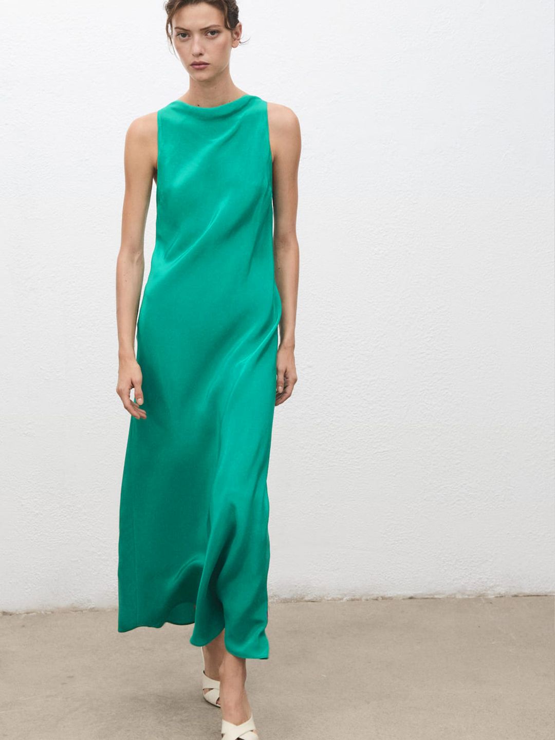 Cowl Neck Satin Maxi Dress