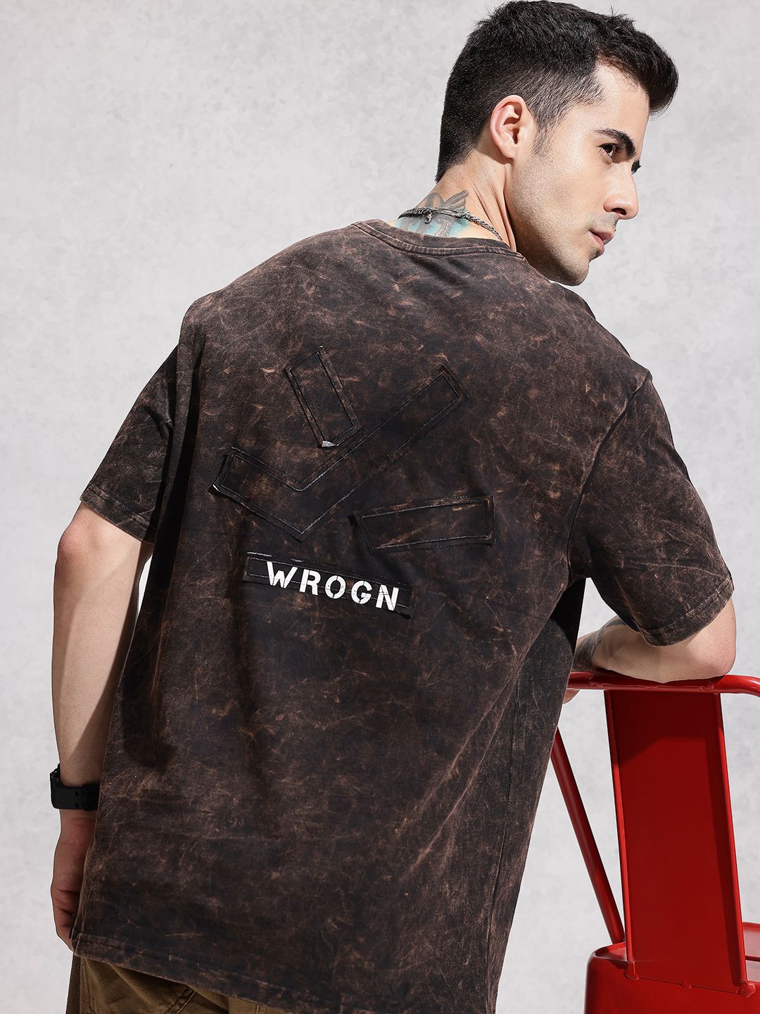 Buy WROGN Dyed Applique Pure Cotton T-shirt - Tshirts for Men