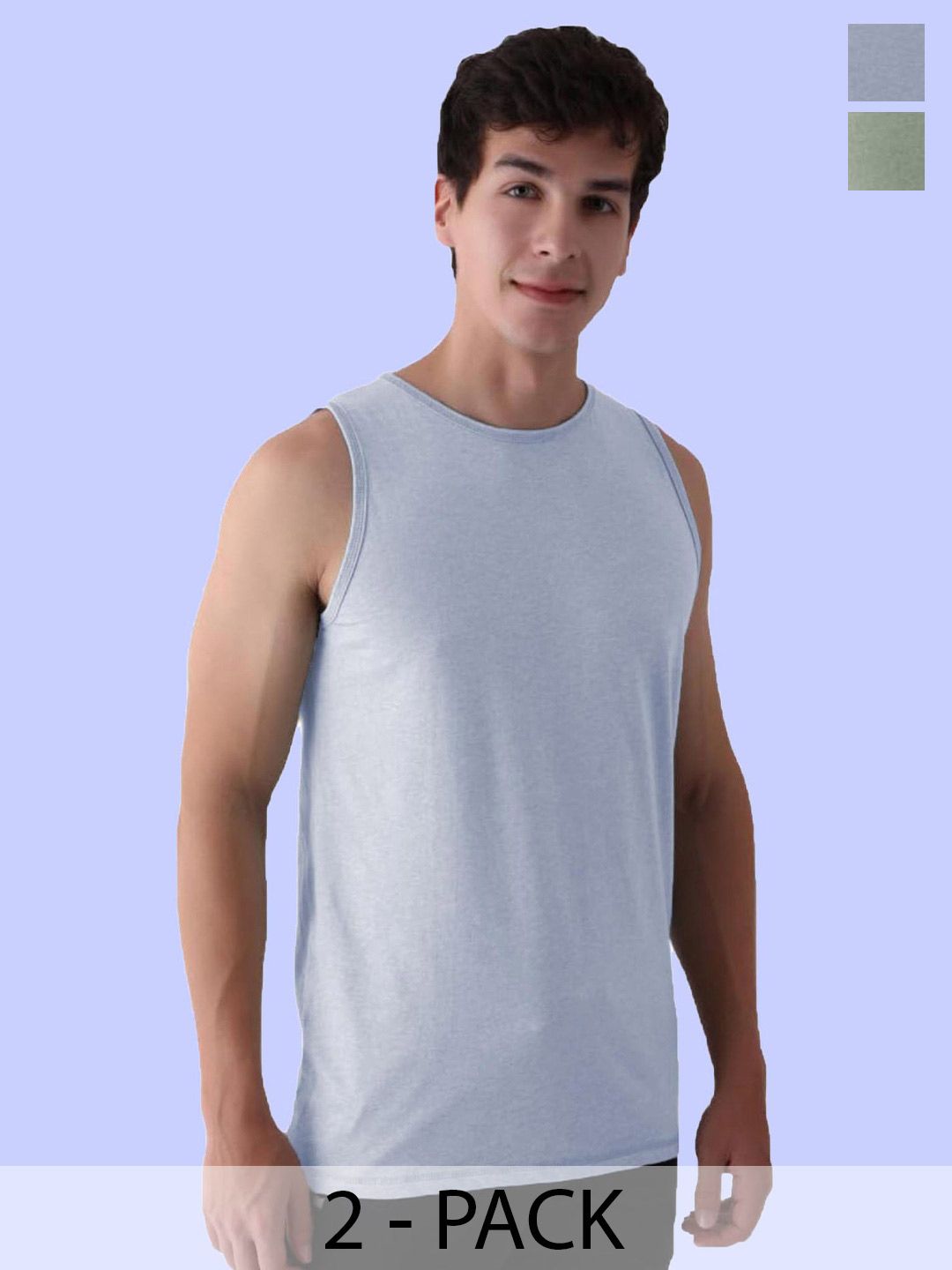 T.T. Men Pack Of 2 Round Neck Sleeveless Cotton Gym Innerwear Vests