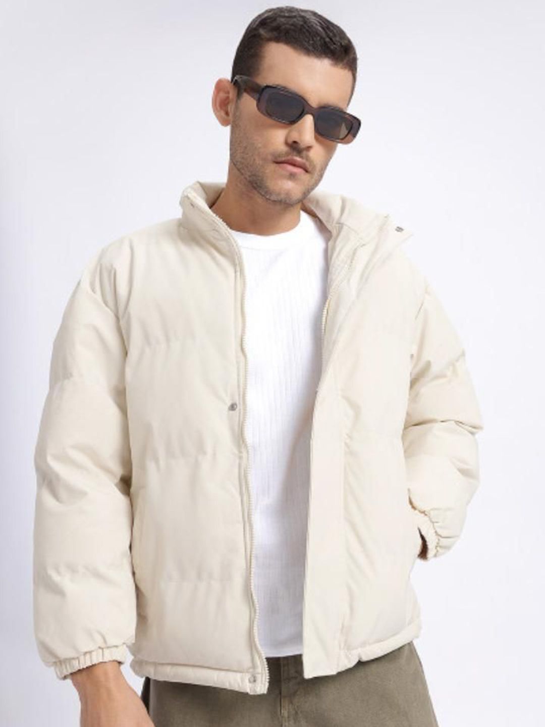 HERE&NOW Men Polyester Windcheater Open Front Jacket