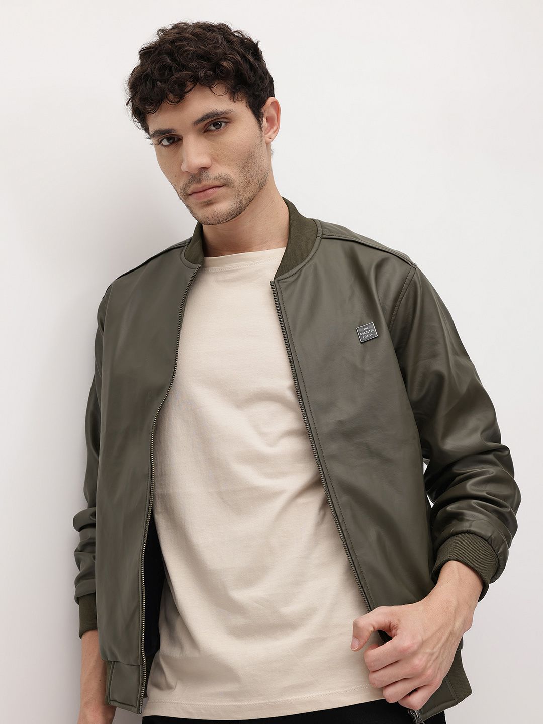 Roadster The Roadster Life Co. Faux Leather Trim Bomber Jacket
