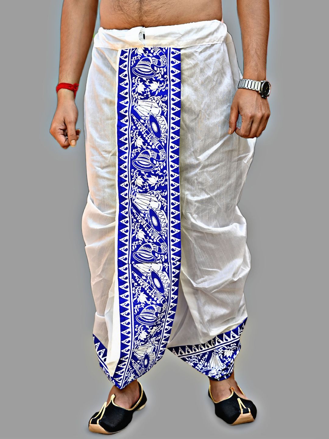 Looknest Men White Silk Dhotis