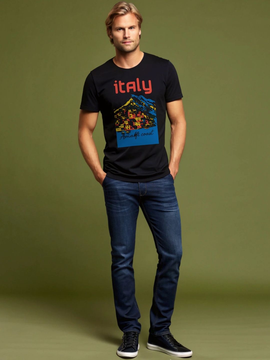 HERE&NOW Men Black Cotton Printed Bio Finish T-shirt