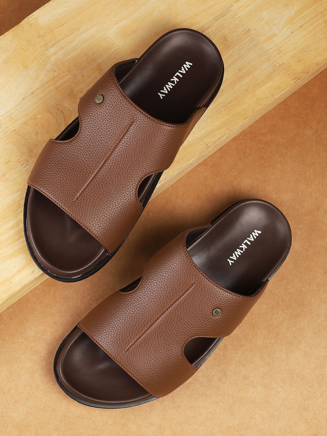 WALKWAY by Metro Men Synthetic Brown Sliders