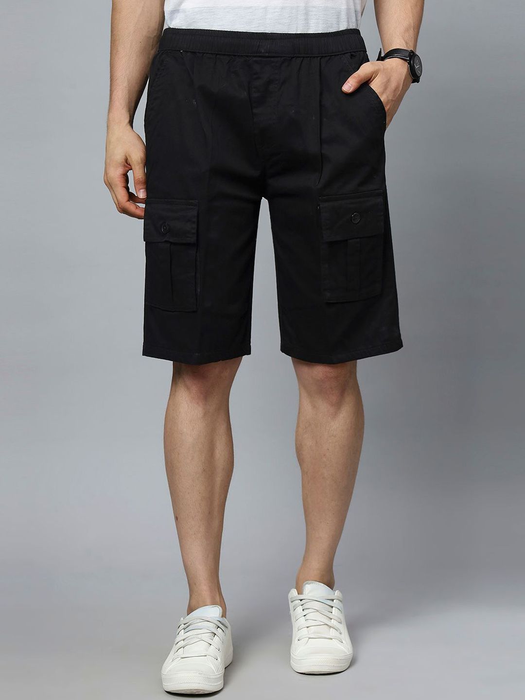 HO BINDAASS Men Solid Regular Fit Cargo Shorts