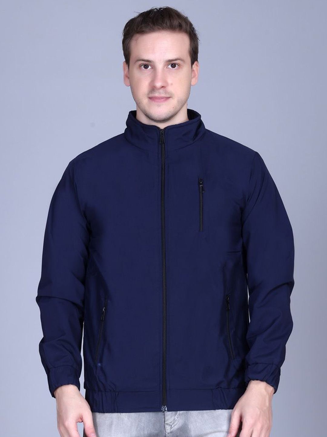 The Roadster Lifestyle Co Long Sleeves Mock Collar Bomber Jacket