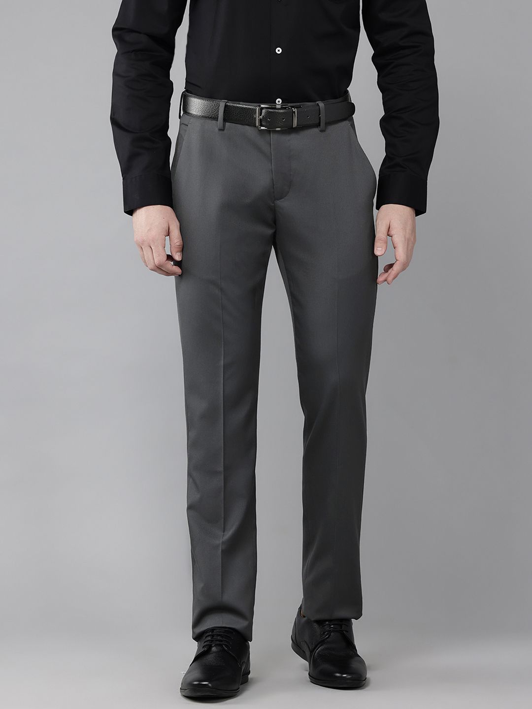 Arrow Men Self Striped Slim Fit Trousers