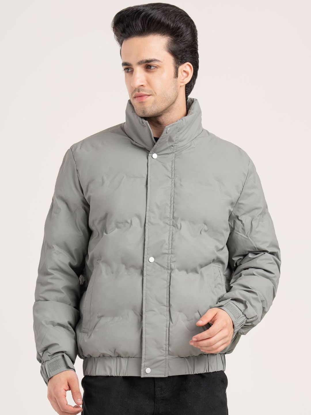 Red Tape Men Stand Collar Solid Padded Jacket