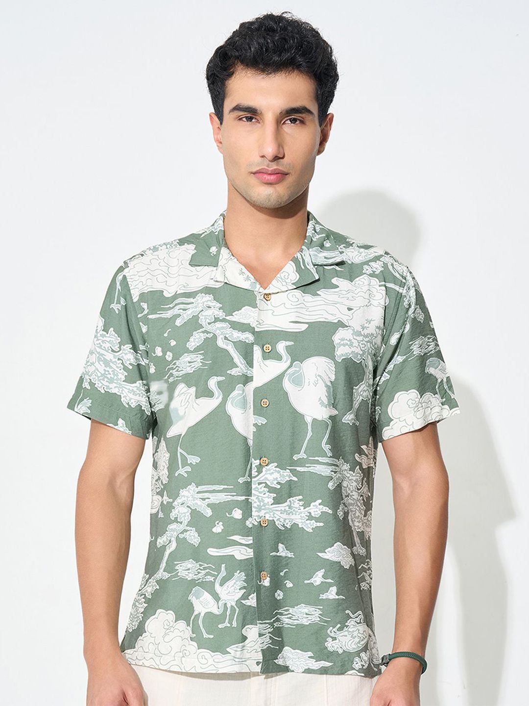 7 Alt by Pantaloons Men Ethnic Motifs Printed Cuban Collar Casual Shirt