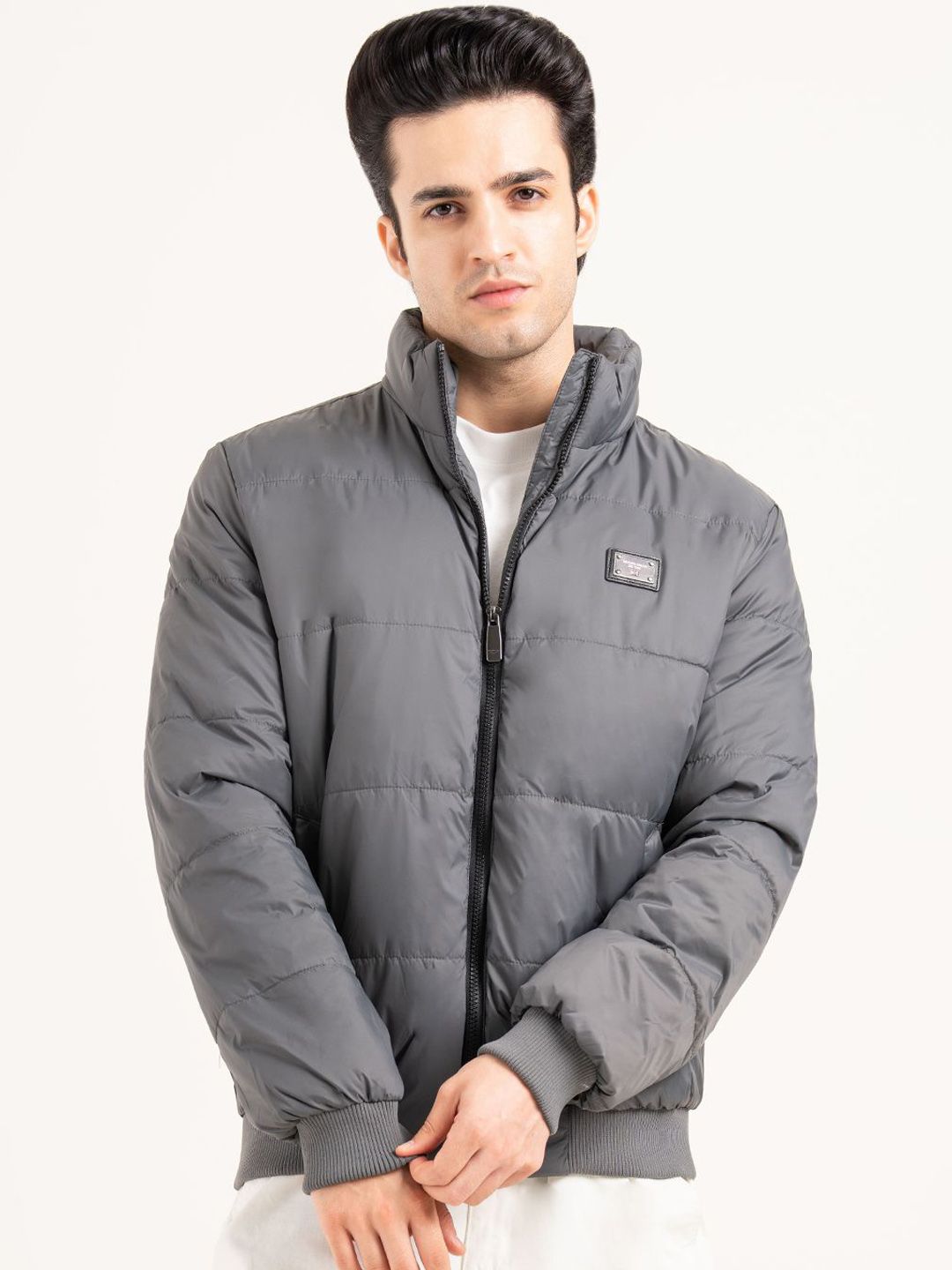 Red Tape Men Mock Collar Solid Puffer Jacket