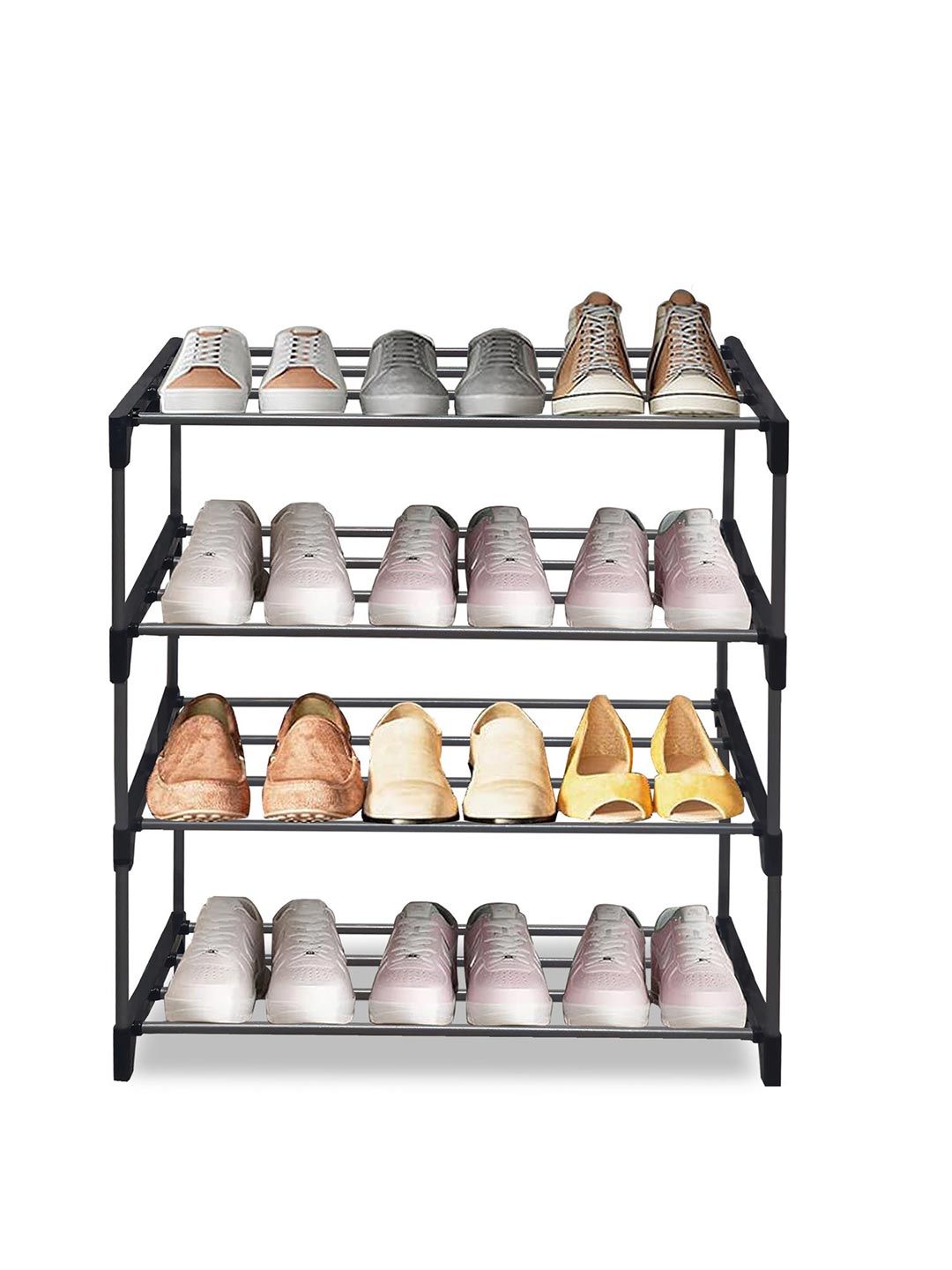 Rmerchants Black Stainless Steel Steel 4-Tier Water Resistant Shoe Rack