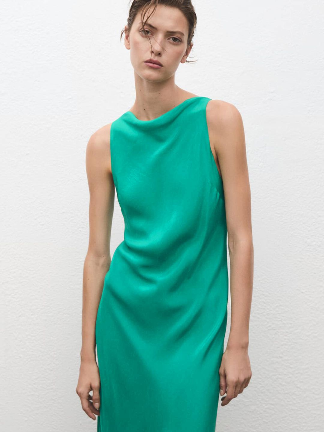 Cowl Neck Satin Maxi Dress