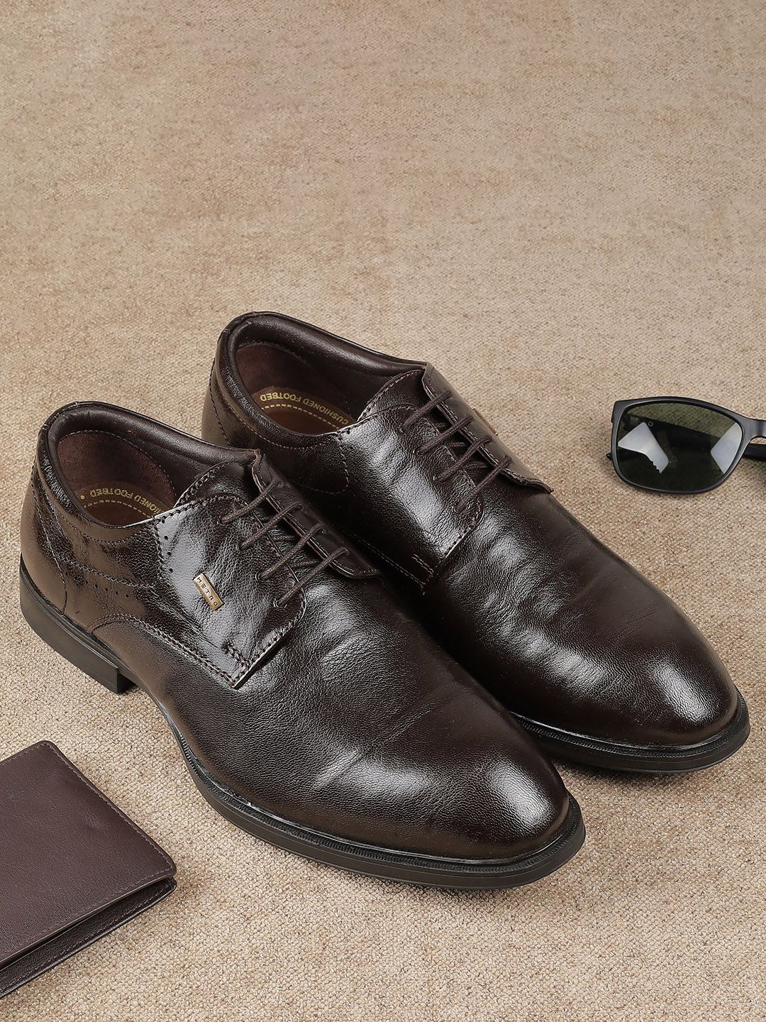Metro Men Leather Pointed Toe Lace-Ups Formal Brogues