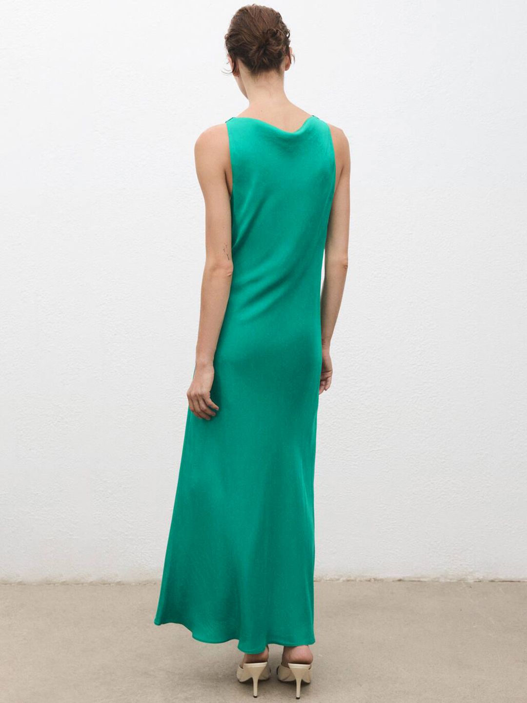 Cowl Neck Satin Maxi Dress