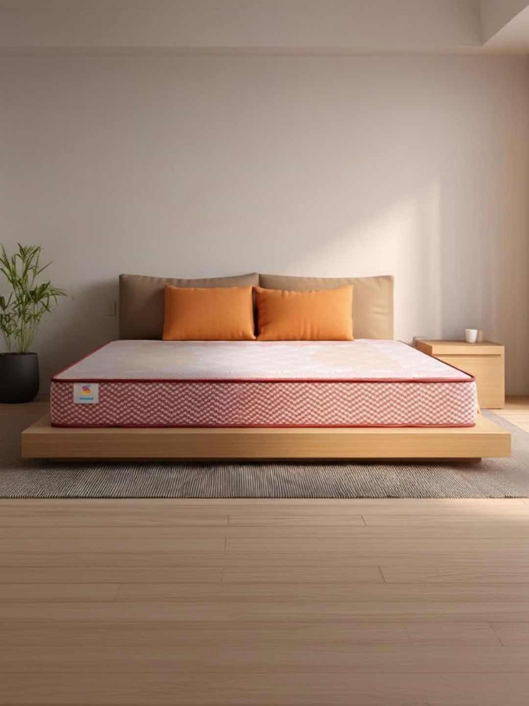 Sleepwell Sleepwell Rust & White Quilted Durafirm Classic Anti-Sag Single Size Mattress