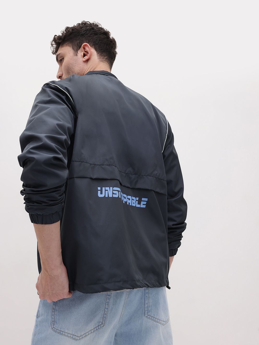 The Roadster Life Co. Mock Collar Mesh Detail Tailored Jacket