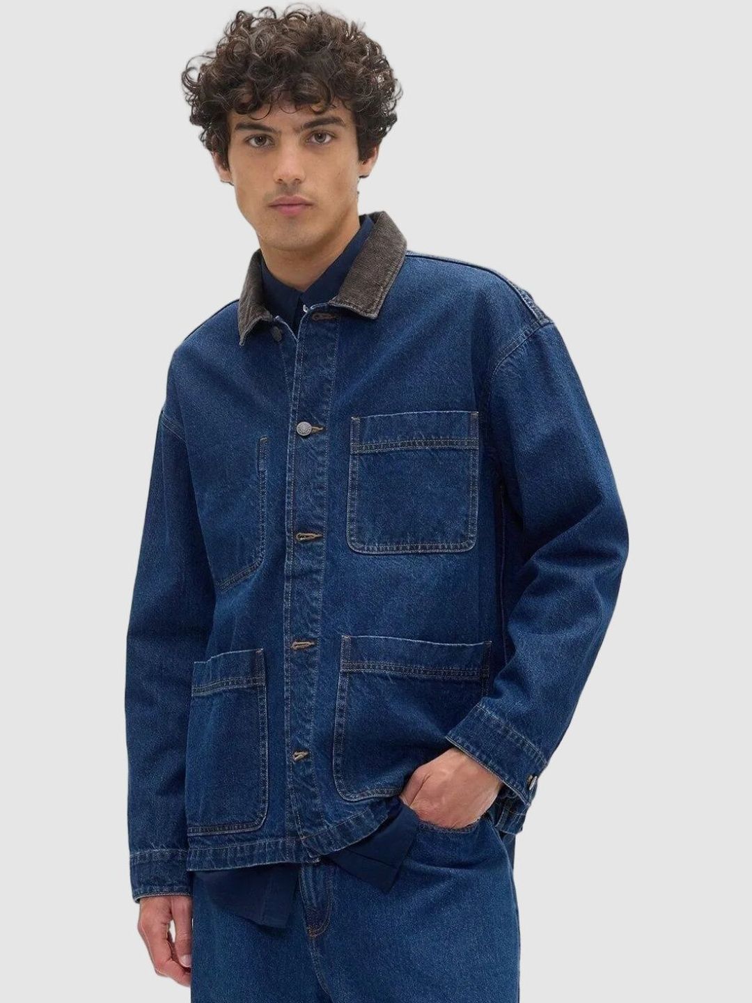 Buy GAP Heavily Washed Zip-Front Oversized Denim Jacket - Jackets