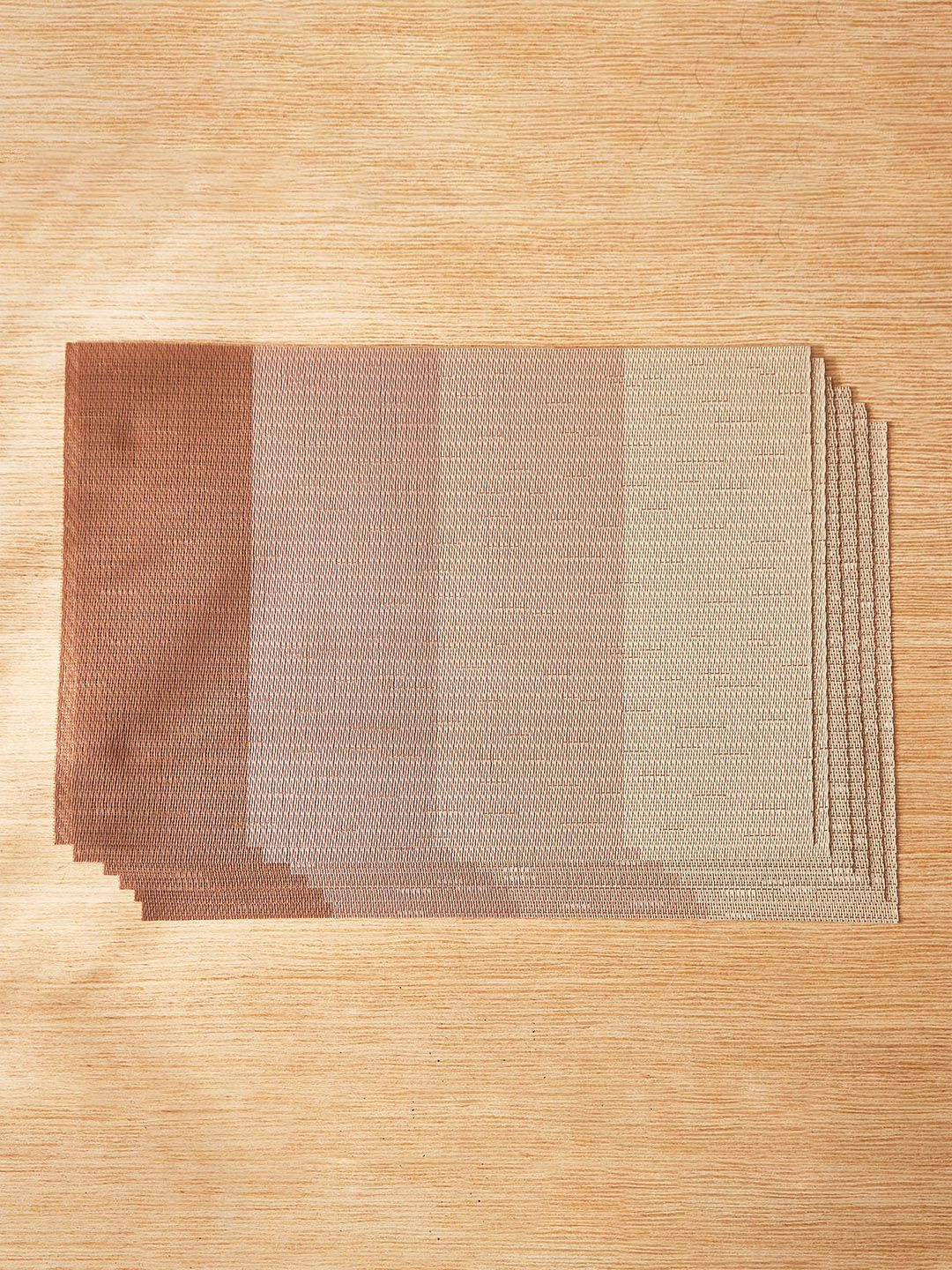 Home Centre Home Centre Eden 6 Pieces Brown & Beige Colourblocked Rectangular Table Placemats