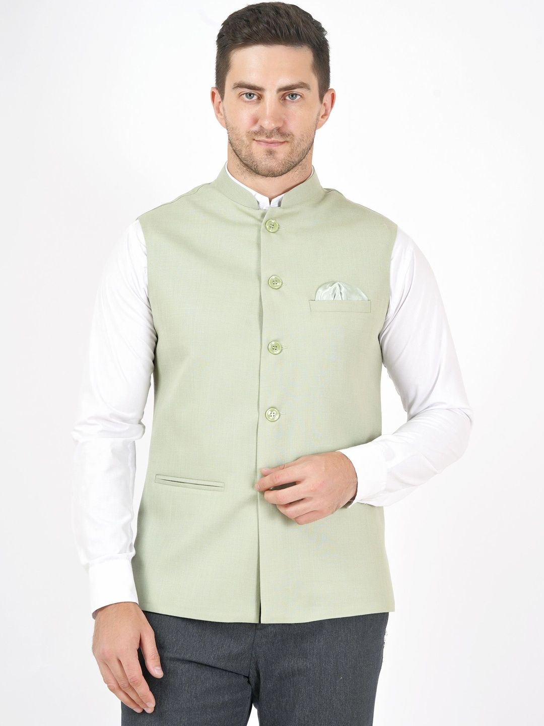 Badoliya & Sons Cotton Linen Nehru Jacket
