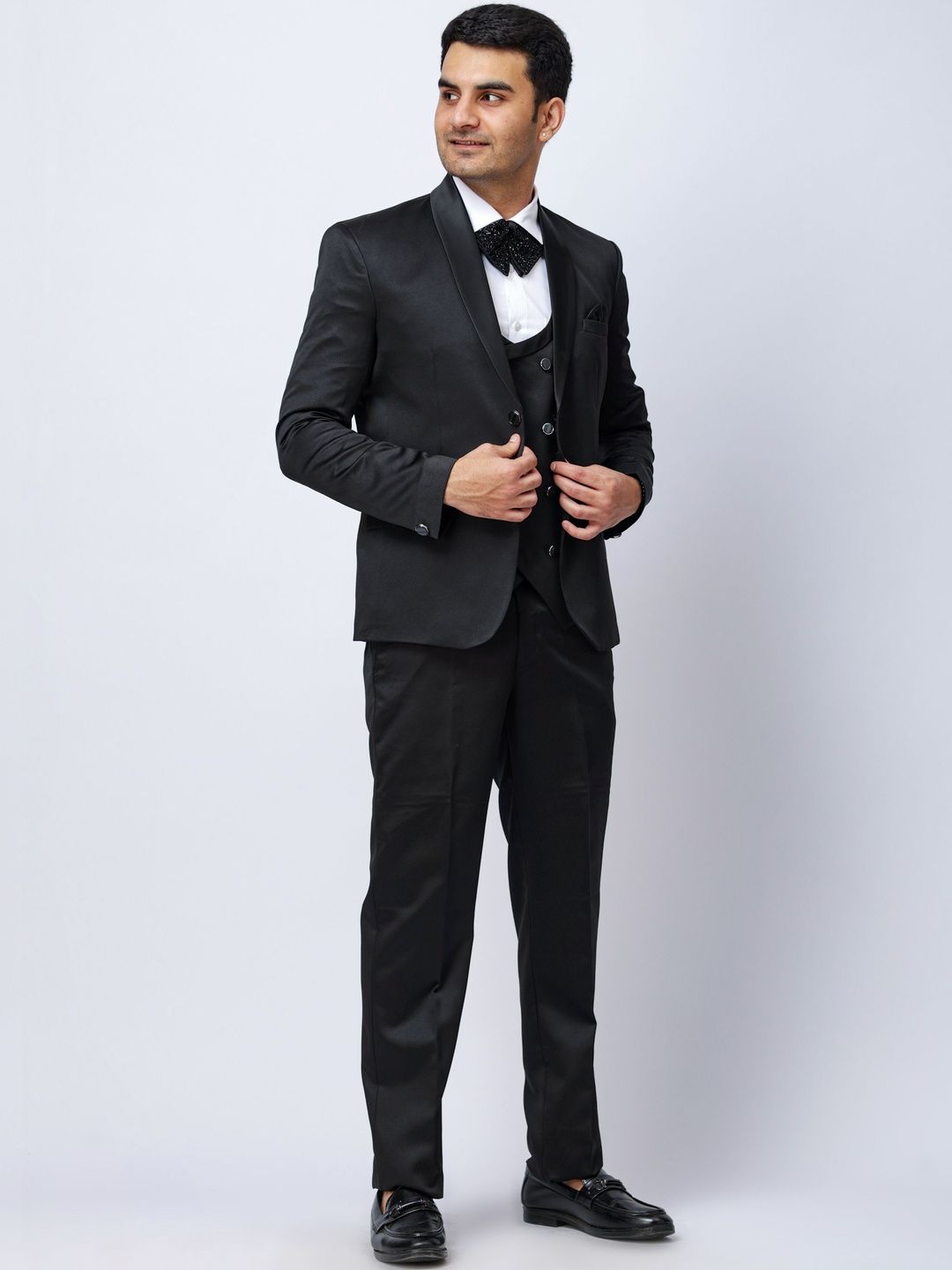 Aesthelia Cotton Single-Breasted Notched Lapel Three Piece Suits