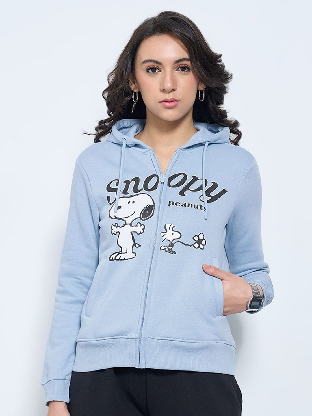 juemi ☆ SNOOPY HOODIE Shop Snoopy Printed Sage Green Oversized Hoodie Online - Botnia