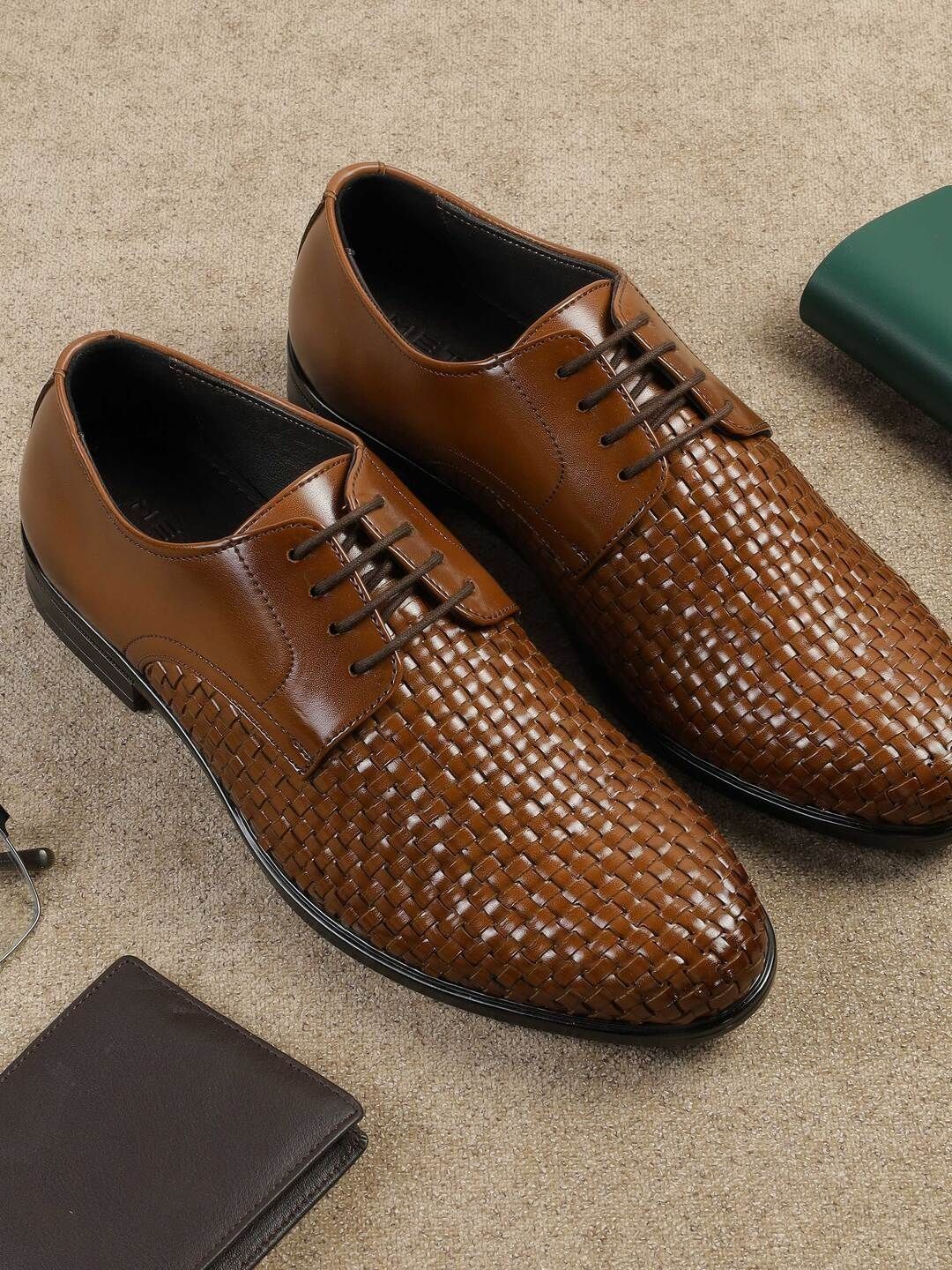 Metro Men Textured Round Toe Lace-Ups Formal Derbys