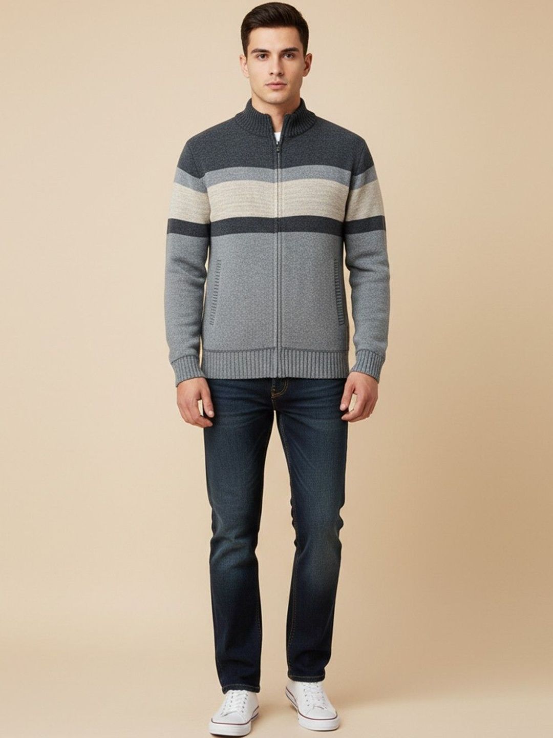 Mast & Harbour Men Colourblocked Knitted Jacket